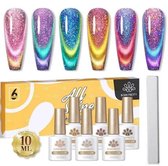 Born Pretty - Cat eye gellak met magneet - 6 x 10 ml - Cat eye nagellak - Cateye gellak - Cat eye - Cat eye gellak set - Gellak nagellak - Gellak set