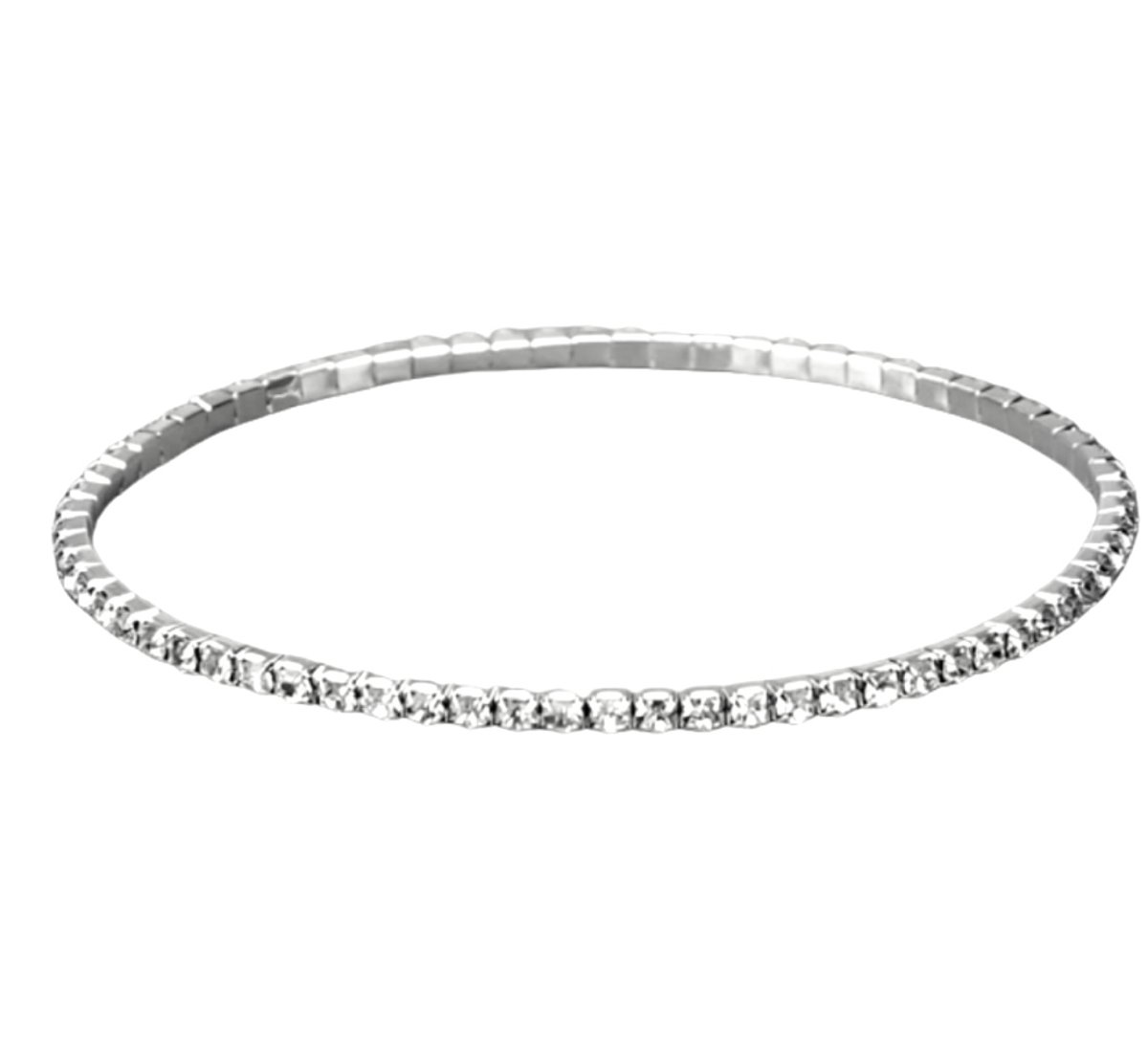 Stretch enkelbandje- Zilverkleur- Strass - Charme Bijoux