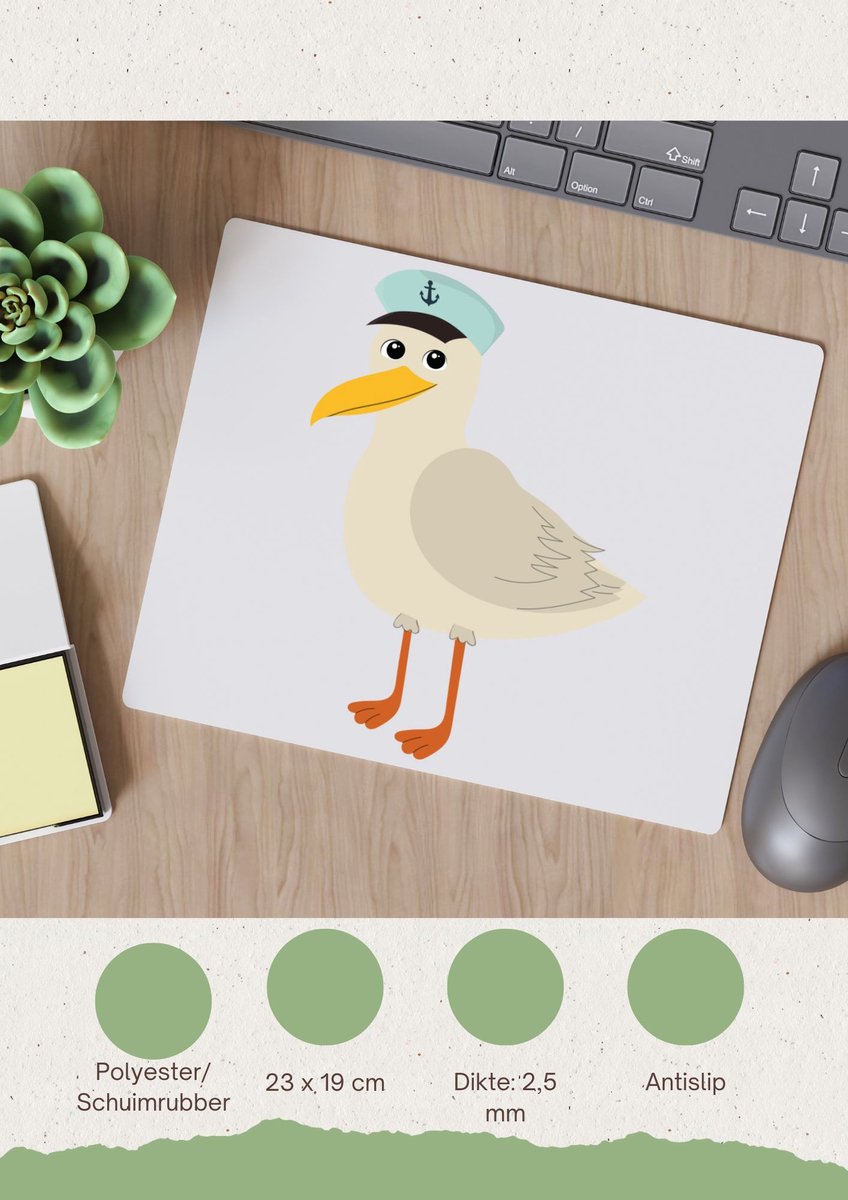 Akyol - meeuwen Muismat - Vogels - dieren liefhebbers - dieren - cadeau - 23 bij 19 cm
