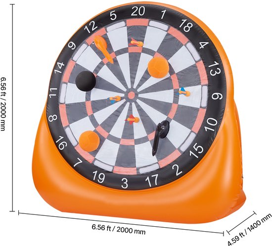 Opblaasbaar Voetbal Dartbord, Meer Dan 1,83 M Hoog, met 4 Kickballs, 6 Darts, 6 Bijlen en Luchtpomp , Perfect voor Grote Tuinspellen en Kick Darts — afbeelding 3