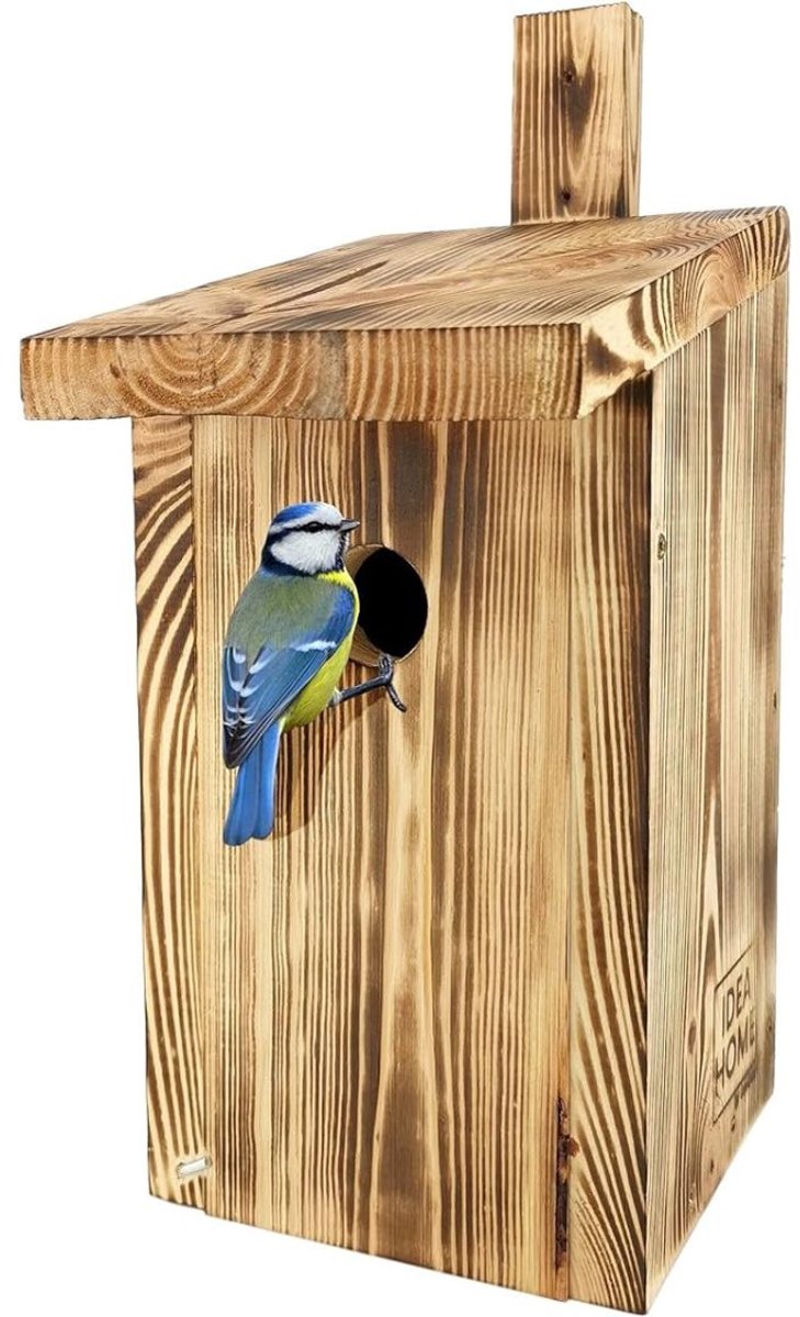 "Zylo® Nestkastje Koolmees - Nestkastje Pimpelmees - Nestkastje Koolmees Bouwpakket - 37.5D x 22W x 19.5H - Grijsbruin "