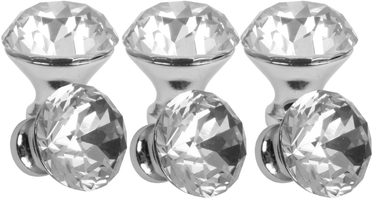 DOMINO CRYSTAL - Glazen meubelknop kristal 25mm - Helder wit - Set van 6 stuks - Kastknop ladeknop keukenkasten