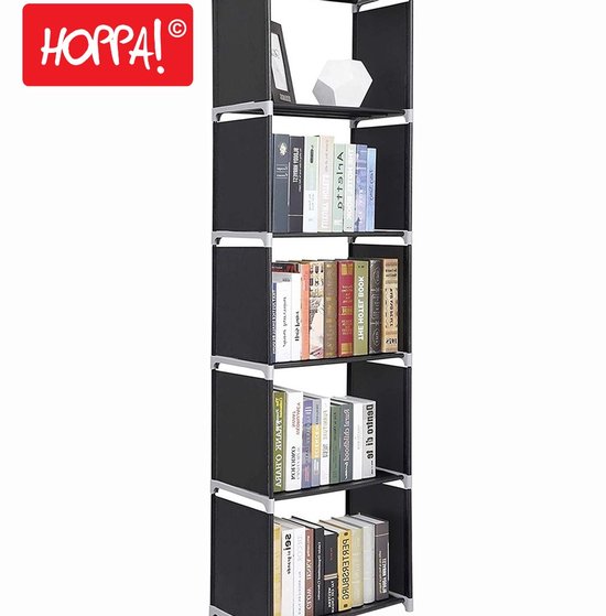 Hoppa! - Boekenkast - Zwart - IJzer - 51 × 31 × 181 cm (b × d × h)