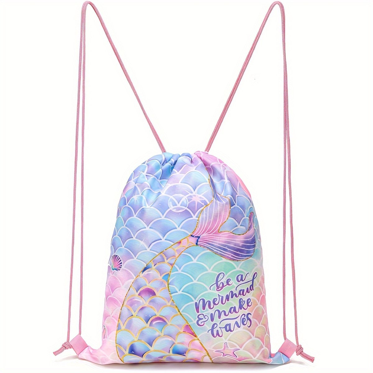 Eenhoorn Trekkoordtas, Eenhoorn Trekkoord Rugzak Gymtas Gymtas Tas 3D FullPrint Rugzak Trekkoord Canvas Tas voor Jongens Meisjes Gym School Swimming Pool Beach Camping Reizen, roze, L