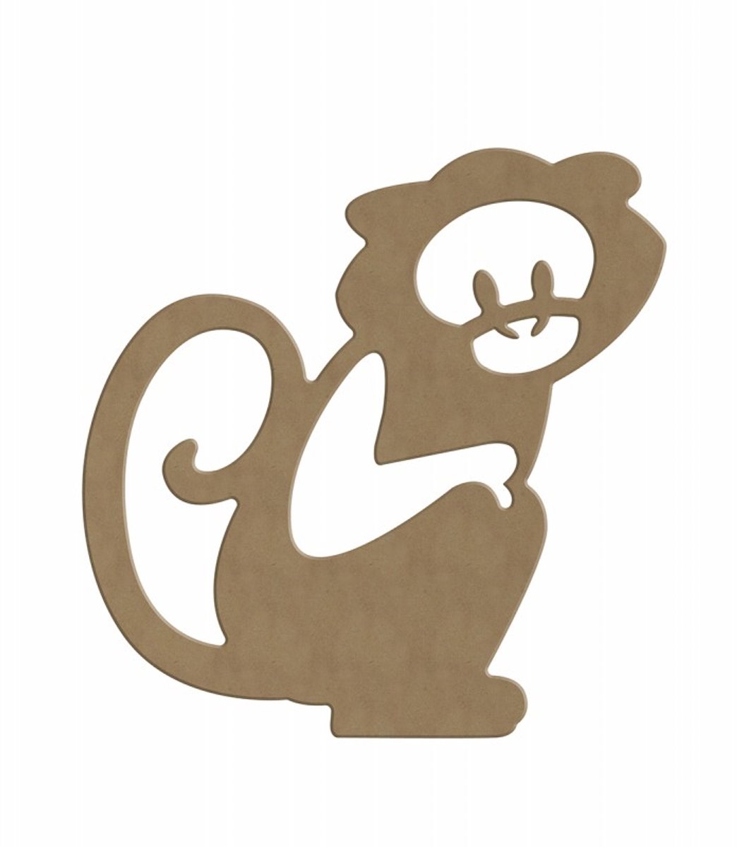 Gomille MDF figuur aapje - creatieve decoratie knutsel speelgoed 21 cm.