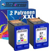 Set van 2x gerecyclede inkt cartridges voor HP 57XL