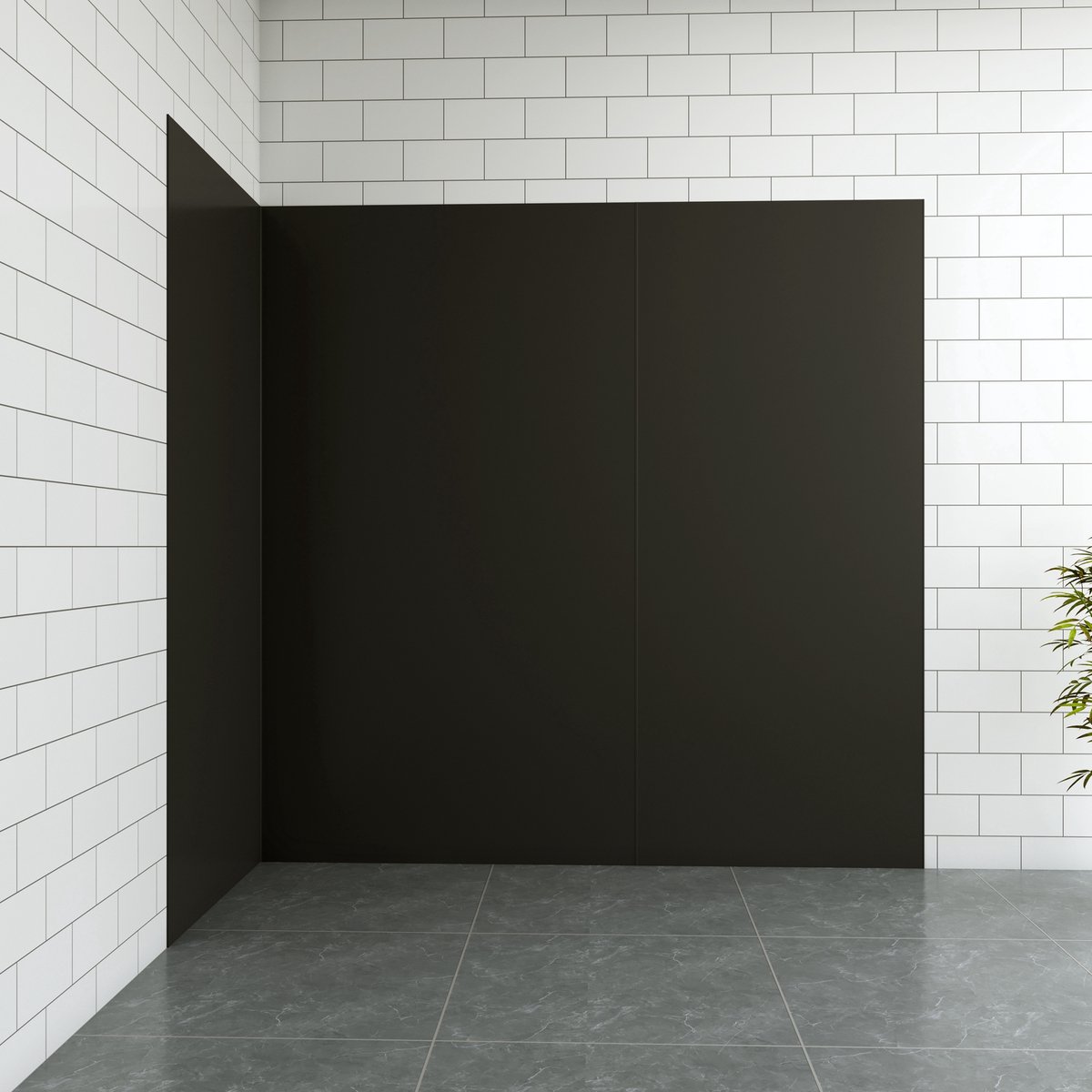 Aica B:80xL:(80+80)xH:210cm mat zwart aluminium composiet platen , 3 mm dik-Set van 3 douchewandpanelen inclusief profielen-Wandpanelen