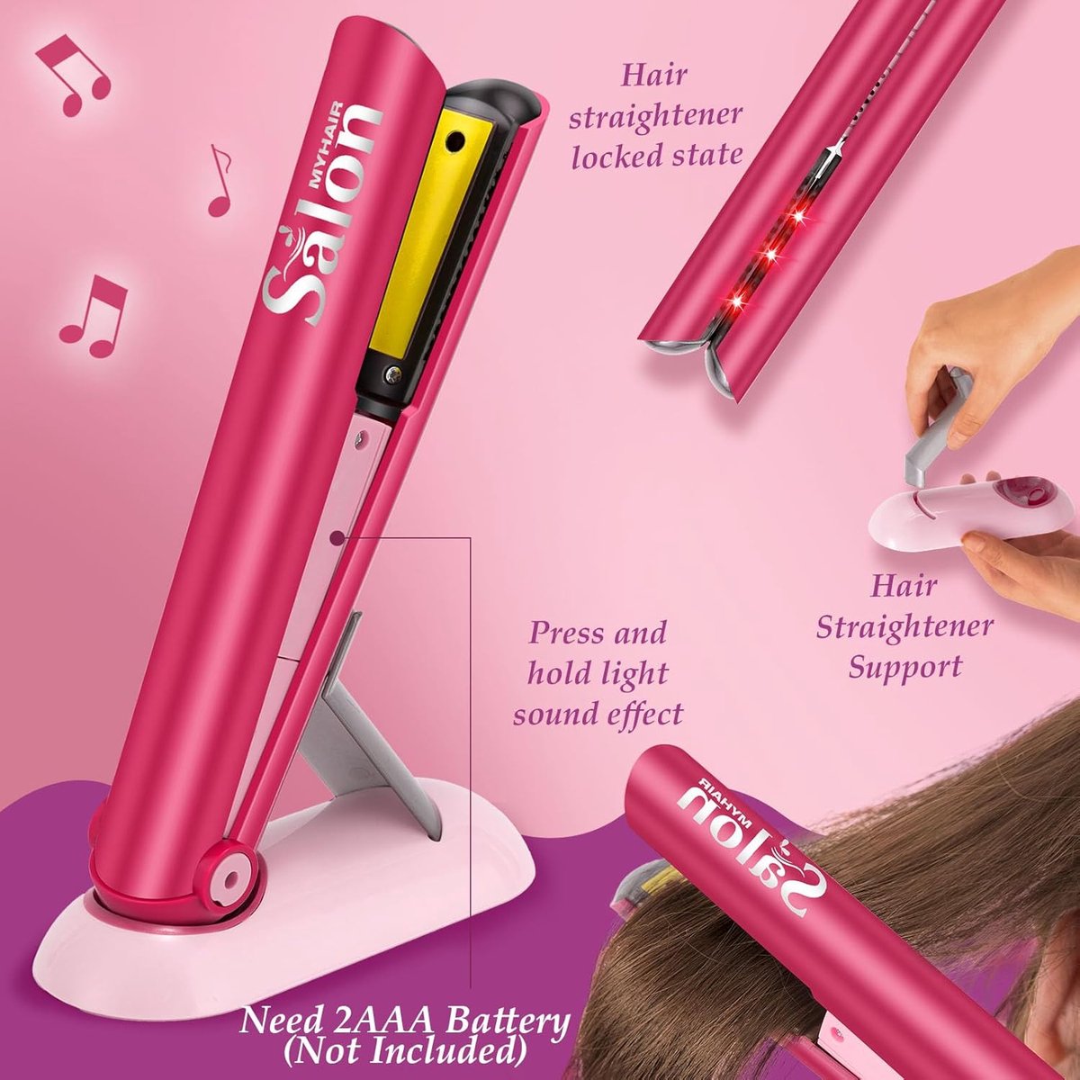Kappersset Speelgoed voor Kinderen (22 stuks) - Kappers speelset - Met föhn die echt kan föhnen en accessoires- Haardroger - krultang - Haarborstel - Kapperskoffer - Make-upset Speelgoed — afbeelding 6
