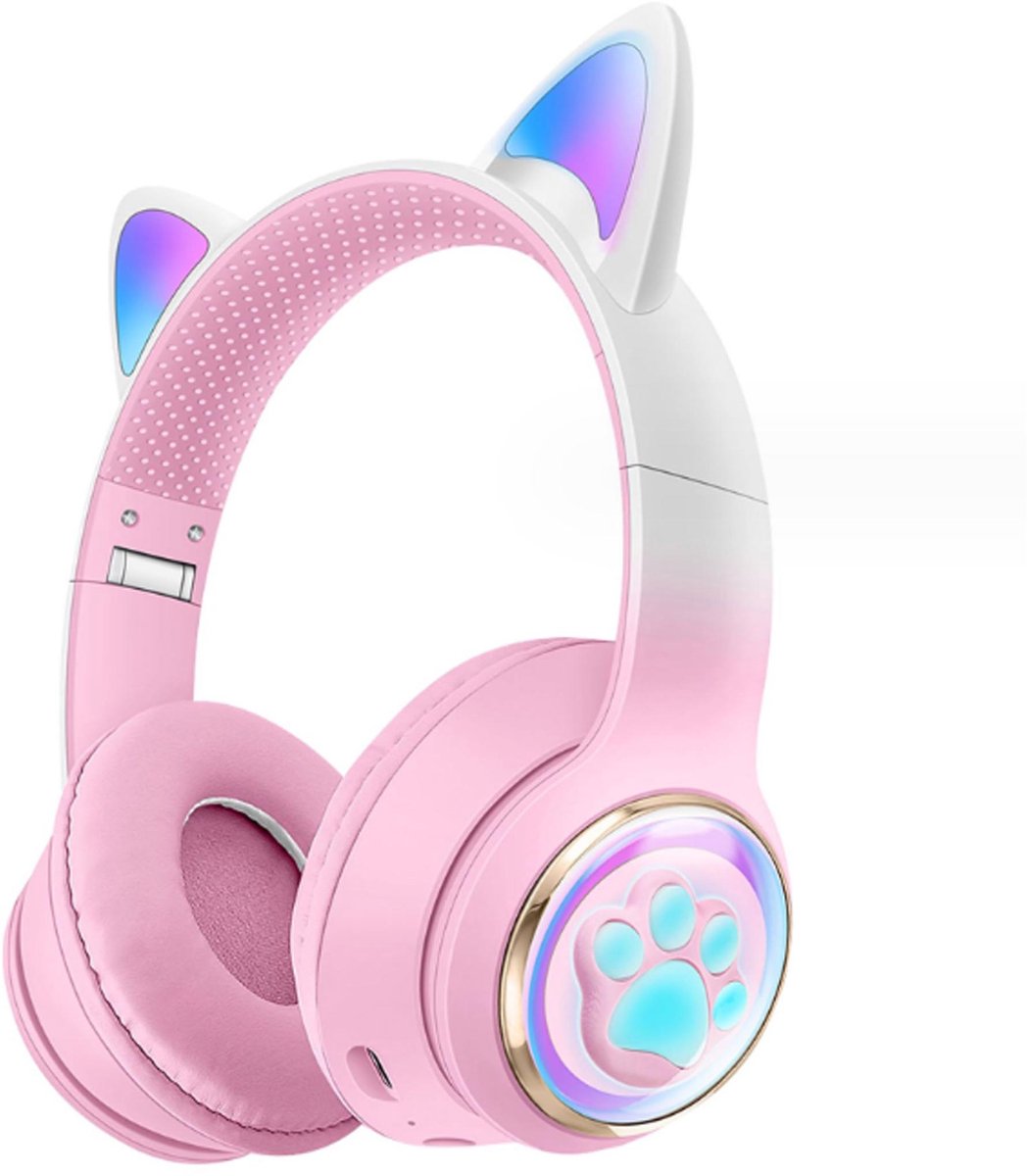 KINSI Katten Oor Gaming Bluetooth Headset-RGB verlichting-Steunt TF-kaart-Kan gesprekken beantwoorden-Comfortabele oorschelpen