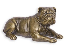 Zwaar gietijzeren beeld van een liggende Engelse Bulldog – Stoere en robuuste decoratie voor huis, tuin of kantoor – 3,1 kg – 26,8 cm