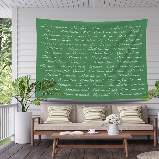 Ulticool - Texte Pensée Positive Zen Geluk Confidence Cadeau - Affiche Tapisserie - 200x150 cm - Groot tapisserie - Affiche Jardin Tapisserie