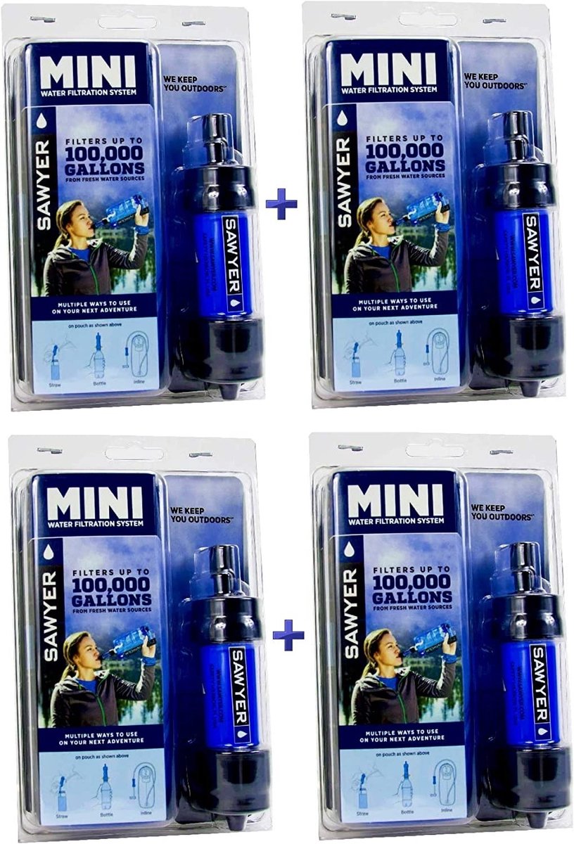 Mini SP128 Waterfilter Set - 4x Blauw