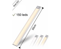 Led lamp - Led Strip - 50 cm-150 Leds -Accu -3 standen -warm licht, koud licht, fel licht -r-Opladen USB C keuken trap verlichting