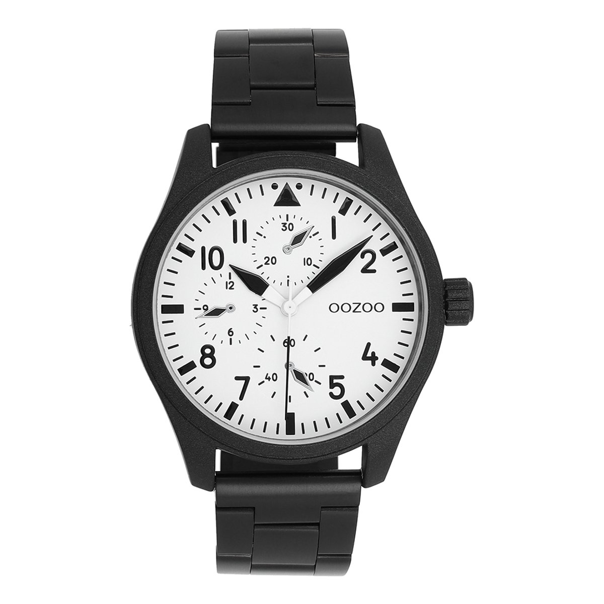 OOZOO Timepieces - Zwarte horloge met roestvrijstalen armband roestvrijstalen armband - C11508