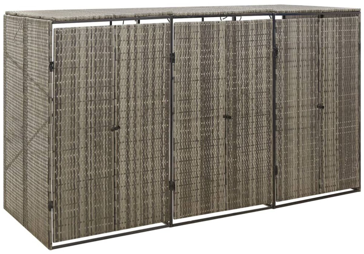 Kliko ombouw - UV-bestendig - Container - Berging - 3 Afvalbakken - Kunststof - Weerbestendig - Grijs