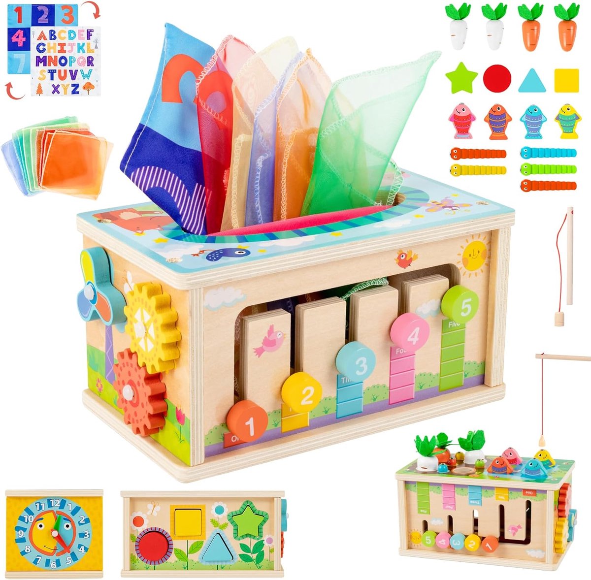 Multifunctioneel 8-in-1 Houten Montessori Speelgoed voor Kinderen vanaf 6 Maanden