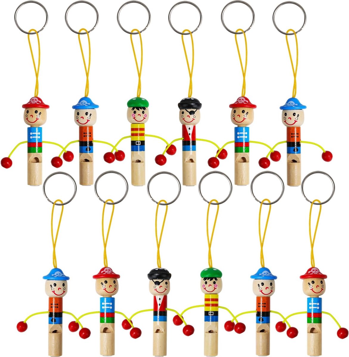 12 Houten Fluitjes voor Kinderen - Piratenfluitjes, Vogelfluitjes, en Dierenfluitjes - Ideaal Kinderspeelgoed voor Verjaardagen en Feestjes