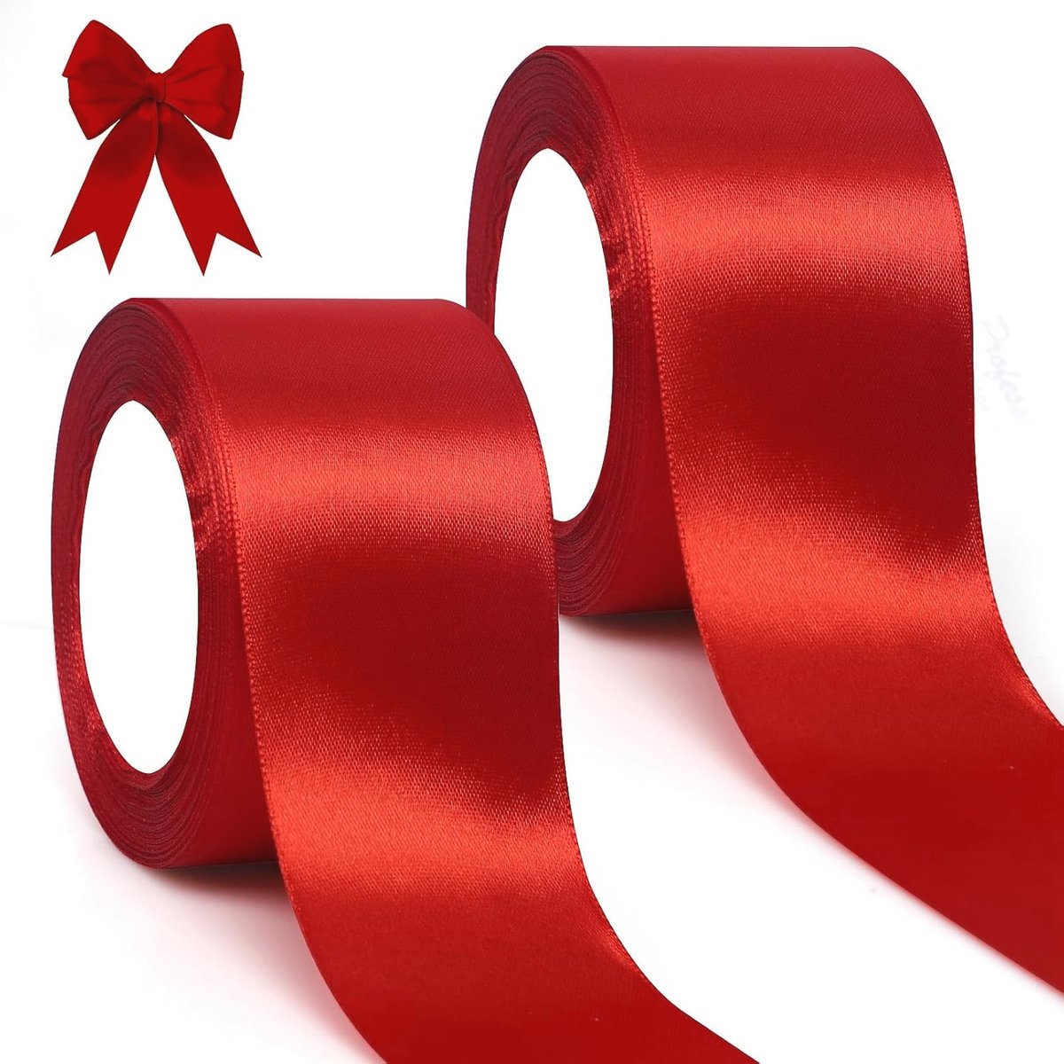Rood Satijnen Lint 50 mm - 46 Meter Cadeaulint voor Feestelijke Decoraties