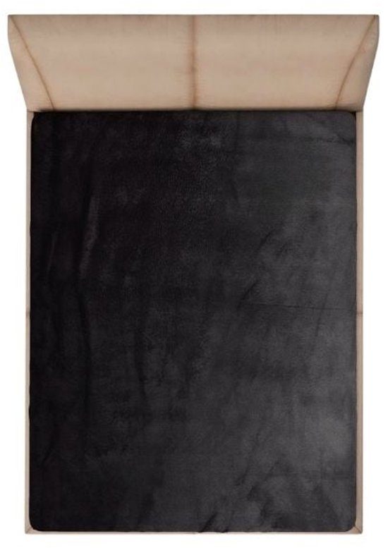 Velvet Velours Hoeslaken Zwart 140 x 200 cm + 40 cm hoekhoogte (Extra Hoog!)