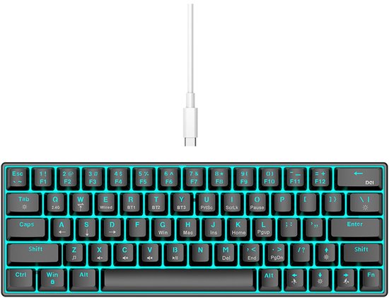 NAXSIR Mechanisch Toetsenbord voor Gaming & Kantoor - 63-Toetsen - RGB Verlichting- USB Toetsenbord - Compatibel met PC/Mac -Plug & Play