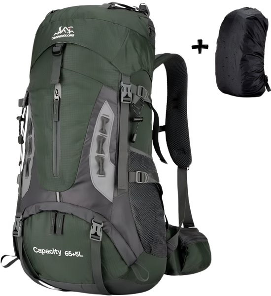 CarryQuest® - 70L - Backpacks - Backpack - Hiking Backpack - Camping Backpack - Wandelen - Trekking - Rugzak - Lichtgewicht - Nylon - Groen - Outdoor - Travel Backpack - Backpack Organizer