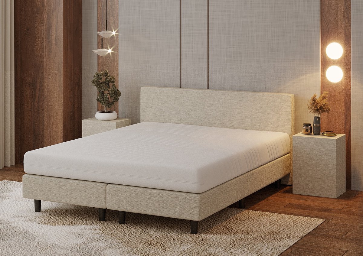 Nessa® - 160x200 Boxspring Bjorn - Crème - Beige - Inclusief Pocketvering matras thumbnail 4