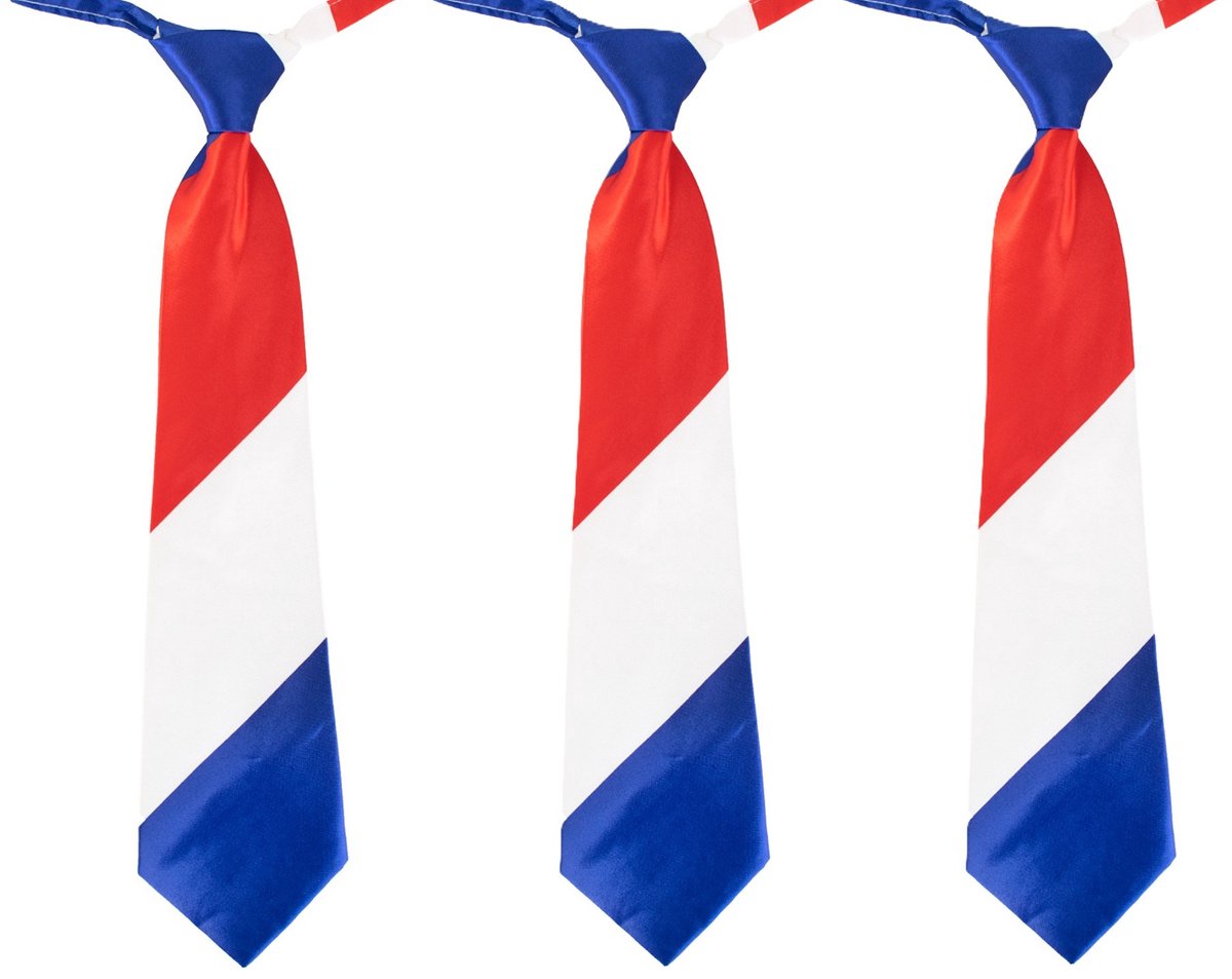 Stropdas Holland thema - 3x - Nederlandse vlag - Koningsdag/supporters verkleed accessoires