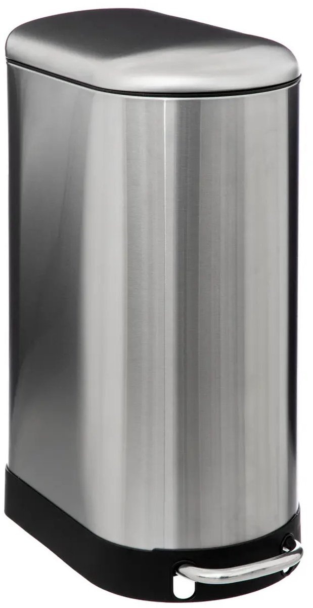 Goedkoopste 5Five Prullenbak/pedaalemmer Ariane - zilver - rvs metaal - 30 liter - 42 x 25 x 62 cm - keuken