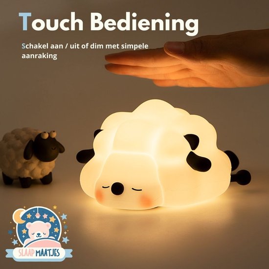 Veilleuse mouton en silicone blanc commandée par toucher. "Contrôle tactile".