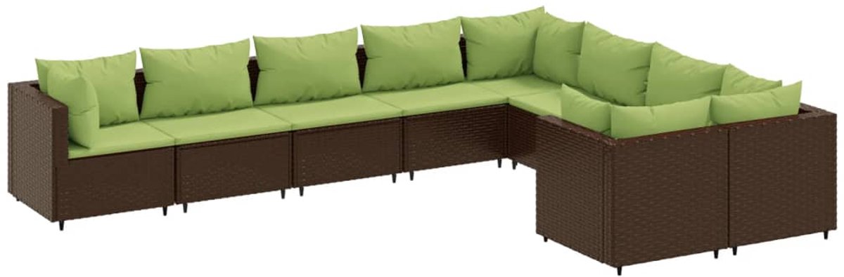 Poly rattan bruine loungeset met kussens - tuinmeubilair met loungebank.