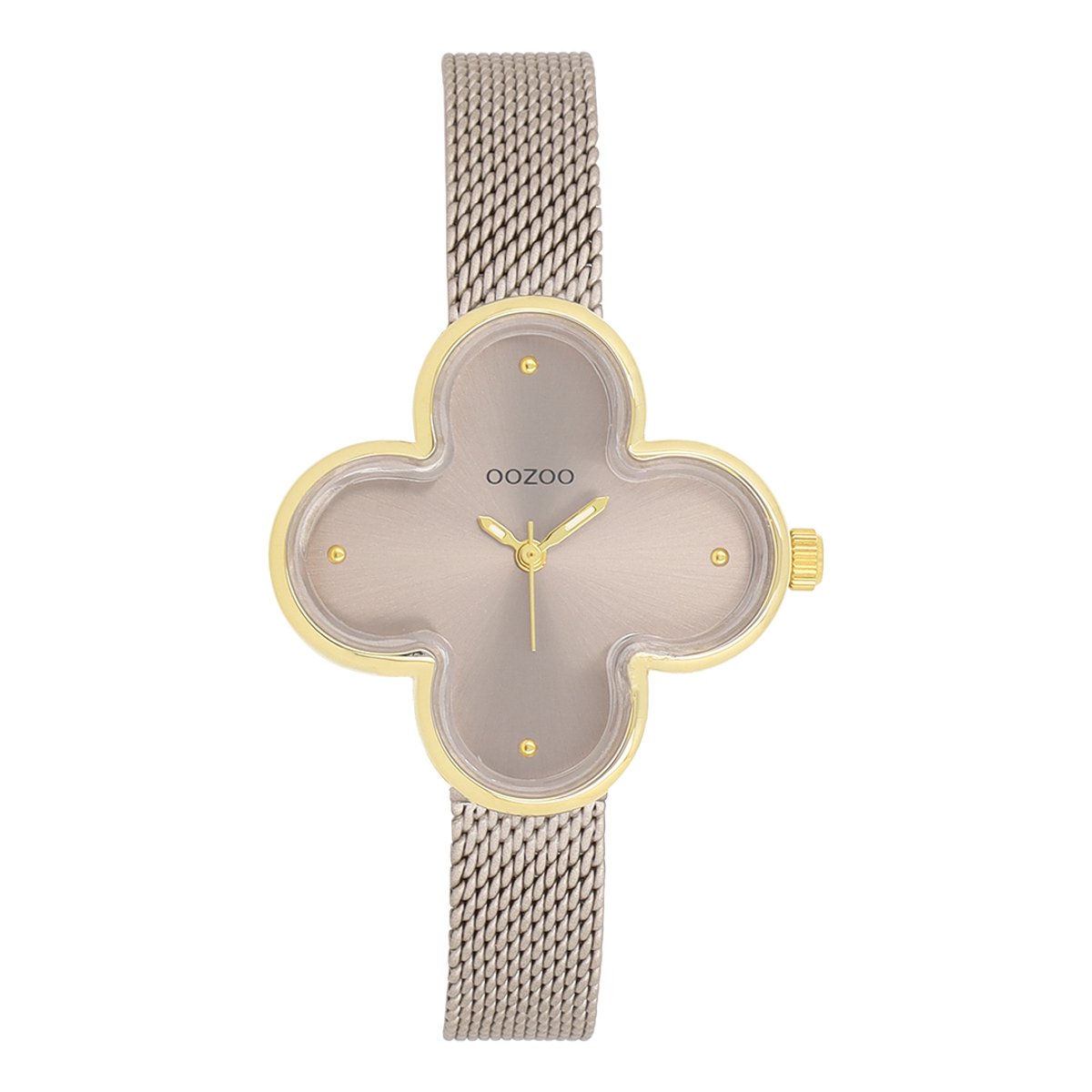 OOZOO Timepieces - Goudkleurige horloge met metalen mesh armband metalen mesh armband - C11528