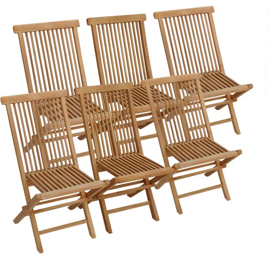 Set van 6 LOMBOK teakhouten tuinstoelen