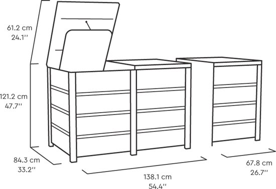 Conteneur de stockage Keter Hide Away - 2 x 240 L - Anthracite