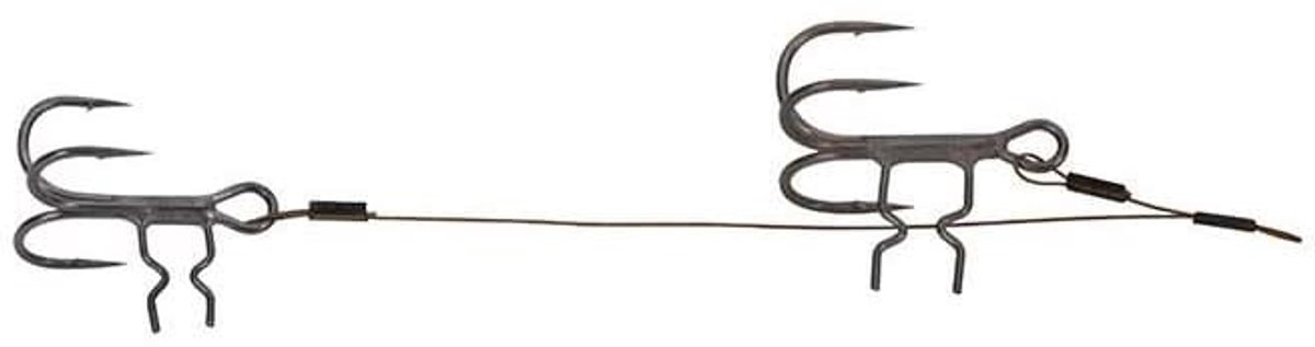 Fox Rage Strike Point Double Stinger - Maat : 10 & 5cm - 4 & 6 Hooks - 12kg - 26lb Wire