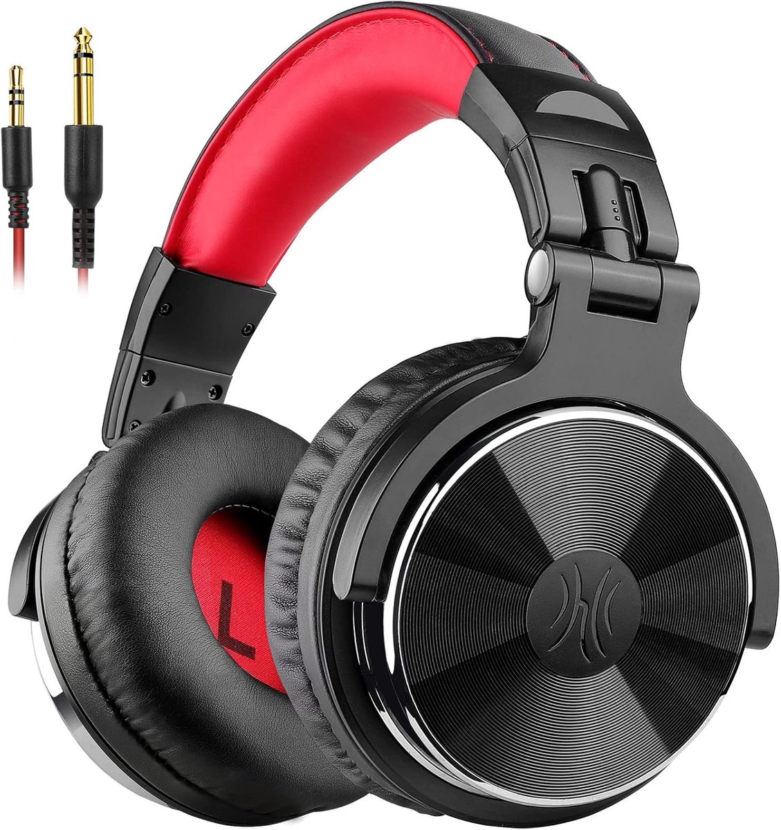 Over-ear hoofdtelefoon met kabel, 50 mm driver, krachtige bas, DJ & studio gebruik, compatibel met 3,5/6,35 mm aansluiting