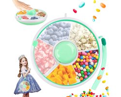 Trankielo - Portable Snack Box met 5 Compartimenten voor Kinderen - Handige Ronde Snackbox voor Outdoor Familiedag