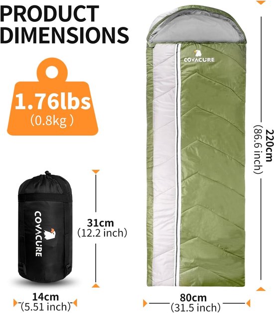 Ultralichte 4-Seizoenen Slaapzak Camping - Compact & Ademend voor Volwassenen en Kinderen van Merkloos — afbeelding 3