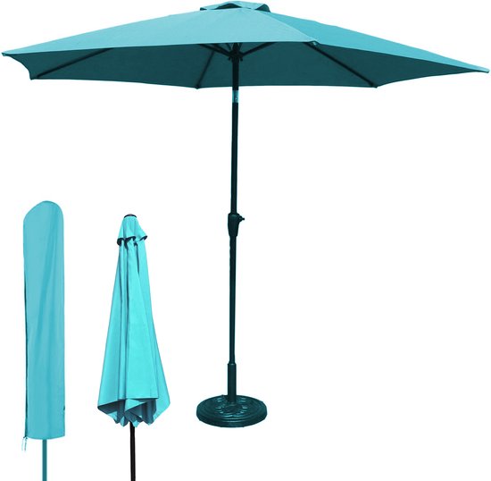 MaxxGarden Stokparasol – tuin en balkon parasol – opdraaisysteem – 300 cm – Blauw – Incl. Parasolhoes
