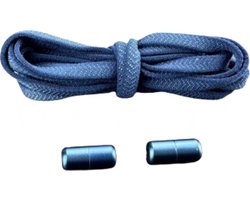 Knaak Plat Elastische Veters - Niet meer strikken! - Navy Blauw - Schoenveters - 2 stuks