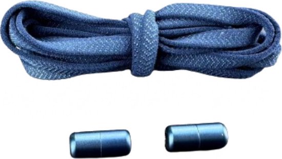Knaak Plat Elastische Veters - Niet meer strikken! - Navy Blauw - Schoenveters - 2 stuks