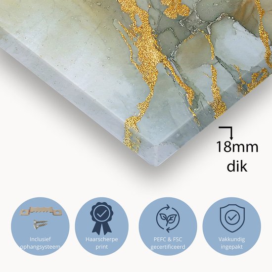 Kleurrijke papegaai met gouden details - Papegaai wanddecoratie - Canvas schilderij dier - Aquarel - Wanddecoratie modern - Woonkamer accessoires - canvas 40x60 cm