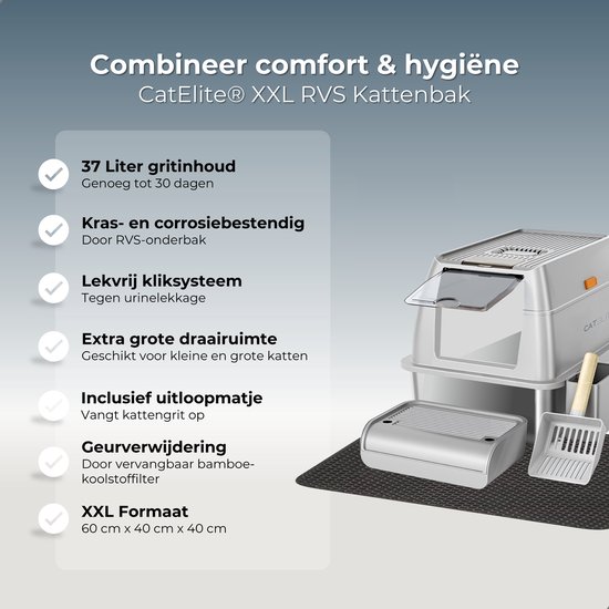 PeTraum Grote gesloten kattenbak, XXL, verstelbaar, luchtfilter, transparant, voor grote katten en huishoudens met meerdere katten