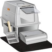 CatElite® - Premium Kattenbak RVS - Incl. Geurneutralisator - Incl. Kattenbakschep, Grit Opvanger & Uitloopmat - Voor Grote & Kleine Katten - 37L Inhoud Groot - Grijs
