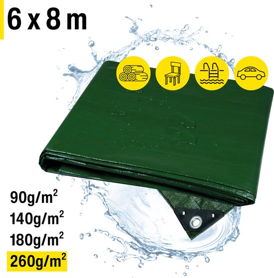Bâche de protection grise ultra résistante - 260 g/m² - 6 x 8 mètres | Leroy Merlin