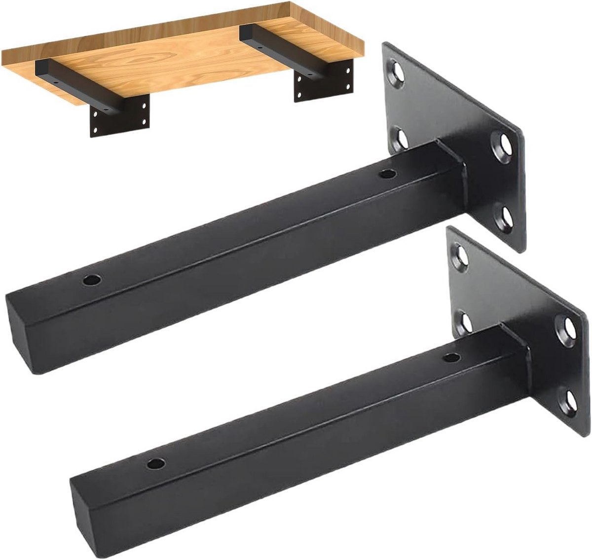 Robuuste Zwarte Wandplank - Set van 2 - Ideaal voor Wandmontage - 15 cm