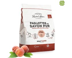 Marseille zeepvlokken perziken geur 750 g | Rampal Latour | Zuinig Ecologisch Milieuvriendelijk Hypoallergeen | Zonder conserveermiddel | gratis hypoallergeen zeepje