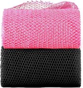 Lot de 2 éponges exfoliantes africaines 80 x 30 cm, pour le bain et le corps, pour homme et femme (noir et rose).
