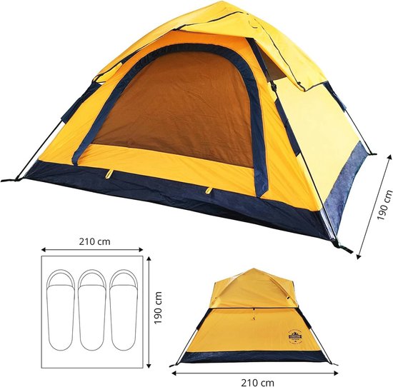 Lichtgewicht Pop Up Tent voor 2-3 Personen | Waterdicht Koepeltent voor Kamperen en Festivals | Snel Op te Zet & Weerbestendig | Comfortabele Bescherming tegen Zon en Wind — afbeelding 5