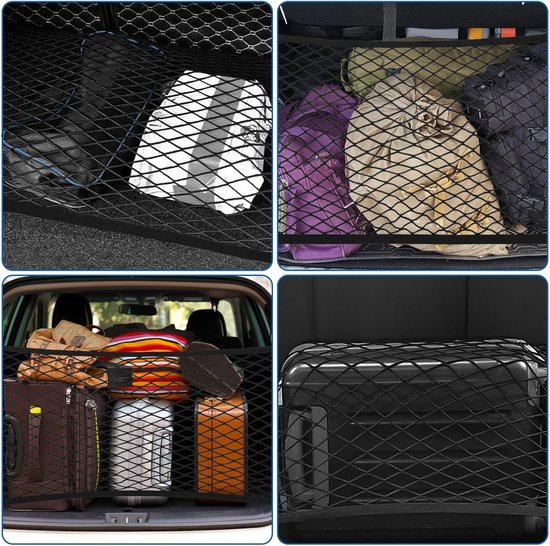 Bagagenet Voor De Auto - Uitschuifbaar Ladingbeveiligingsnet - 70 X 40 Cm Tot 140 X 80 Cm Met 4 Haken