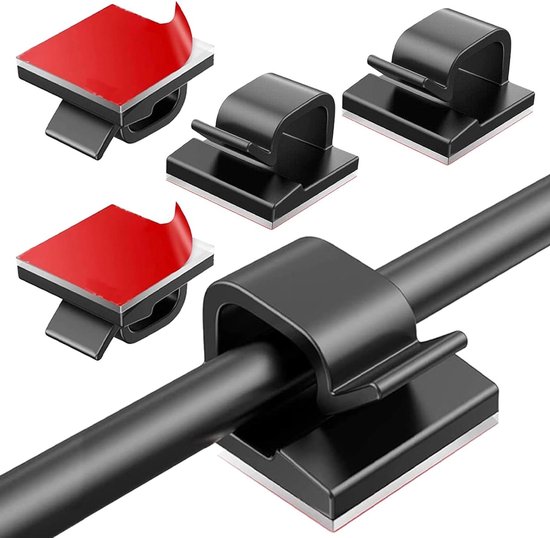 50 stuks kabelhouders, zelfklevende kabelklemmen, bureau-kabelmanagement-organizer, kabelklemmen voor verlichting en decoratie, muur, werkplaats, thuiskantoor, buiten (zwart